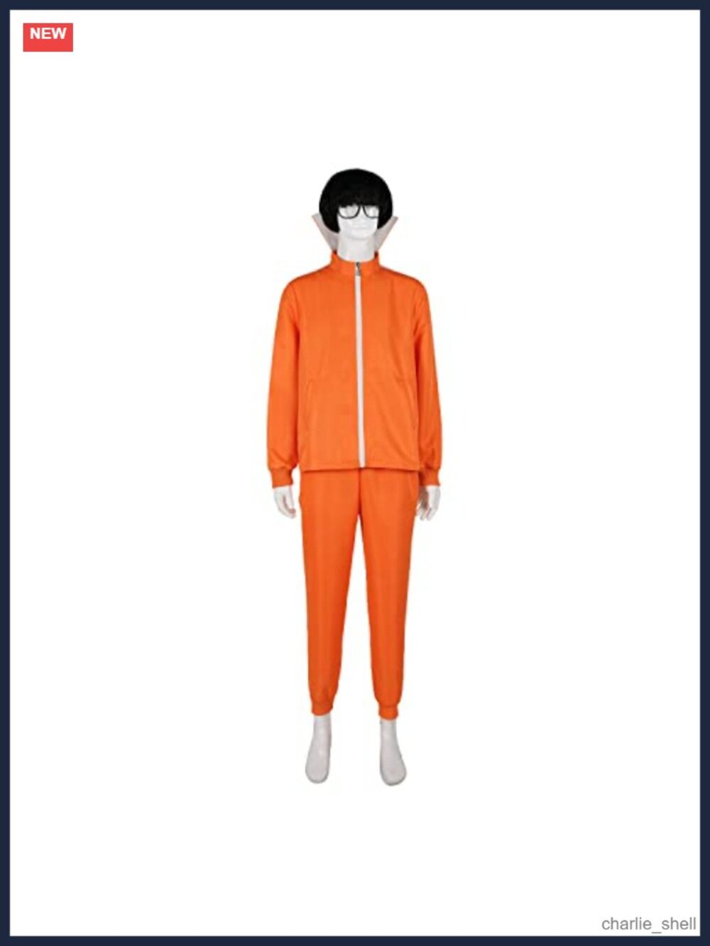Men's 2-Piece Polyester Hoodie Tracksuit Set with Wig & Glasses Cosplay Costume